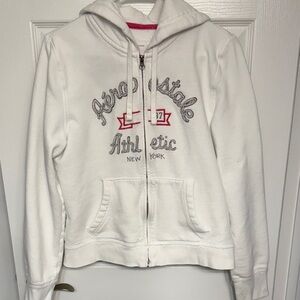 Y2K Aeropostale White Zip-Up Hoodie size XL